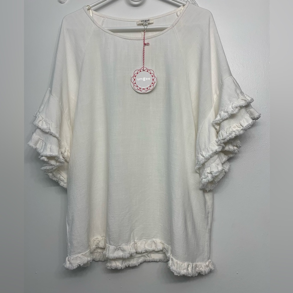 Umgee Linen Cowgirl Loca Top Sz S